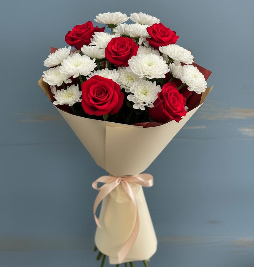 Букет цветов из: Розы и Хризантемы в Петра Дубрава