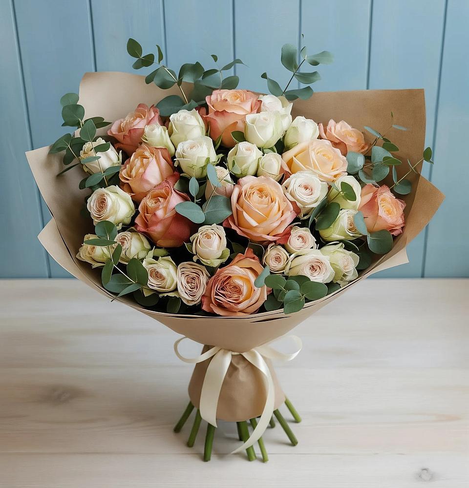 Букет цветов из: Альстромерии и Розы в Петра Дубрава