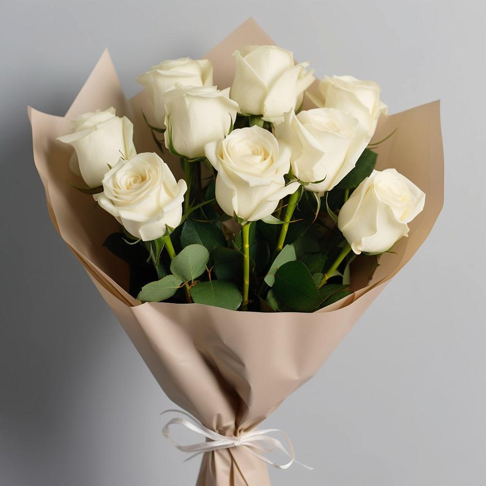 Букет 9 Белых роз Эдлесс Лав в Петра Дубрава