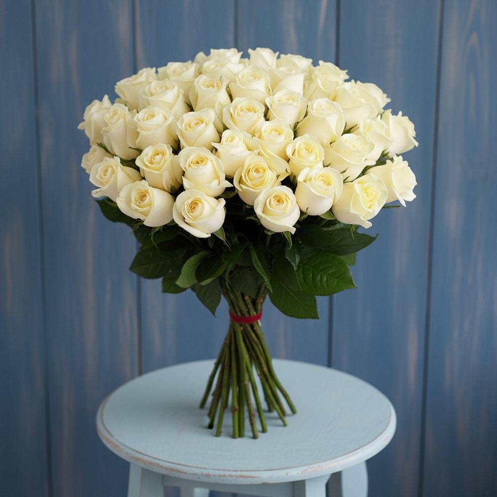 Букет 51 Белая роза Эдлесс Лав в Петра Дубрава