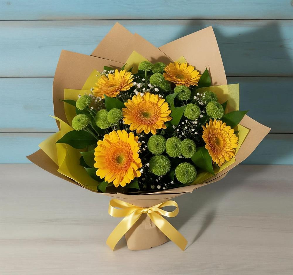 Букет цветов из: Герберы и Хризантемы в Петра Дубрава