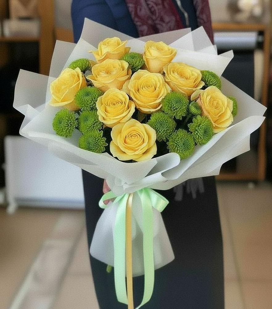 Букет цветов из: Хризантемы и Розы в Петра Дубрава