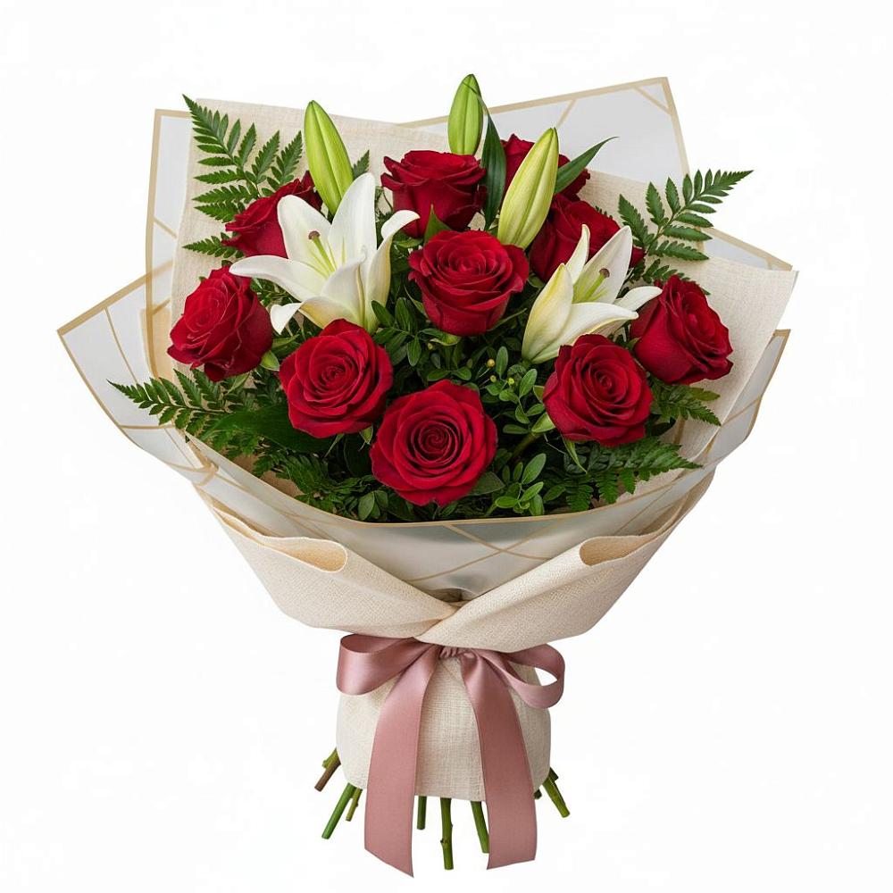 Букет цветов из: Лилии и Розы в Петра Дубрава