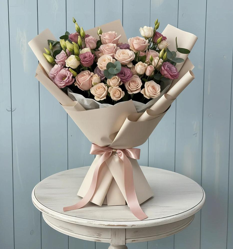 Букет цветов из: Розы и Лизиантусы в Петра Дубрава