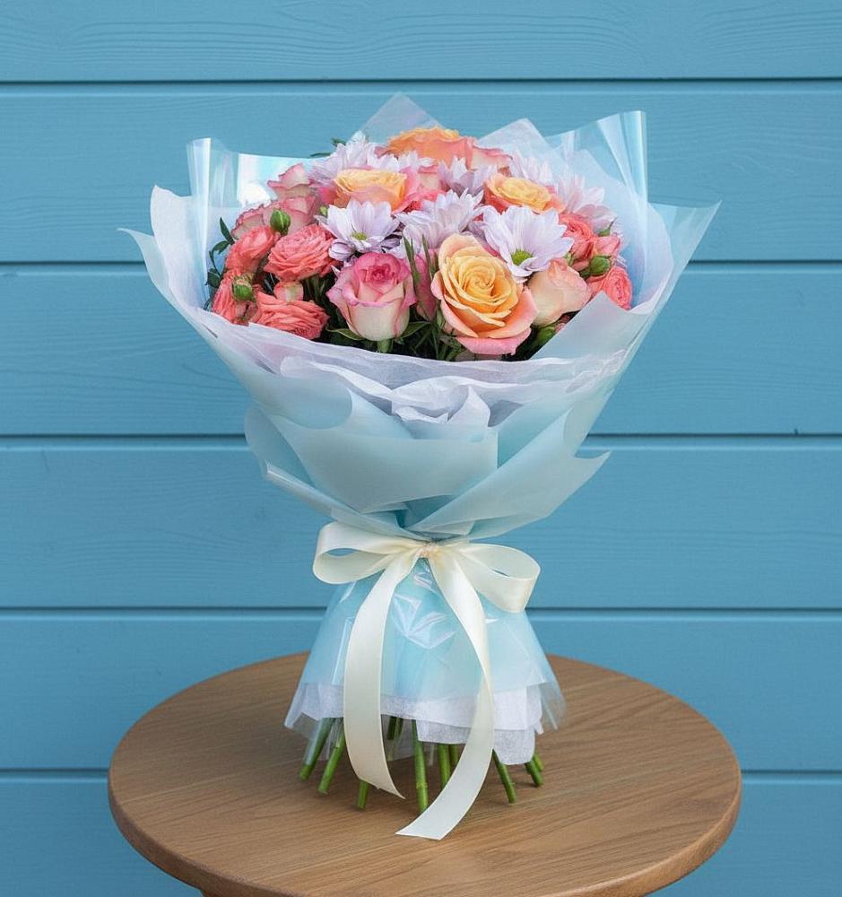 Букет цветов из: Хризантемы и Розы в Петра Дубрава